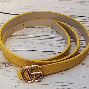 Kara and Kate women's faux leather belt yellow with goldtone buckle